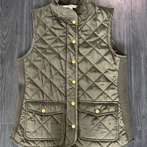 Max Studio Quilted Khaki Vest with Gold Accents